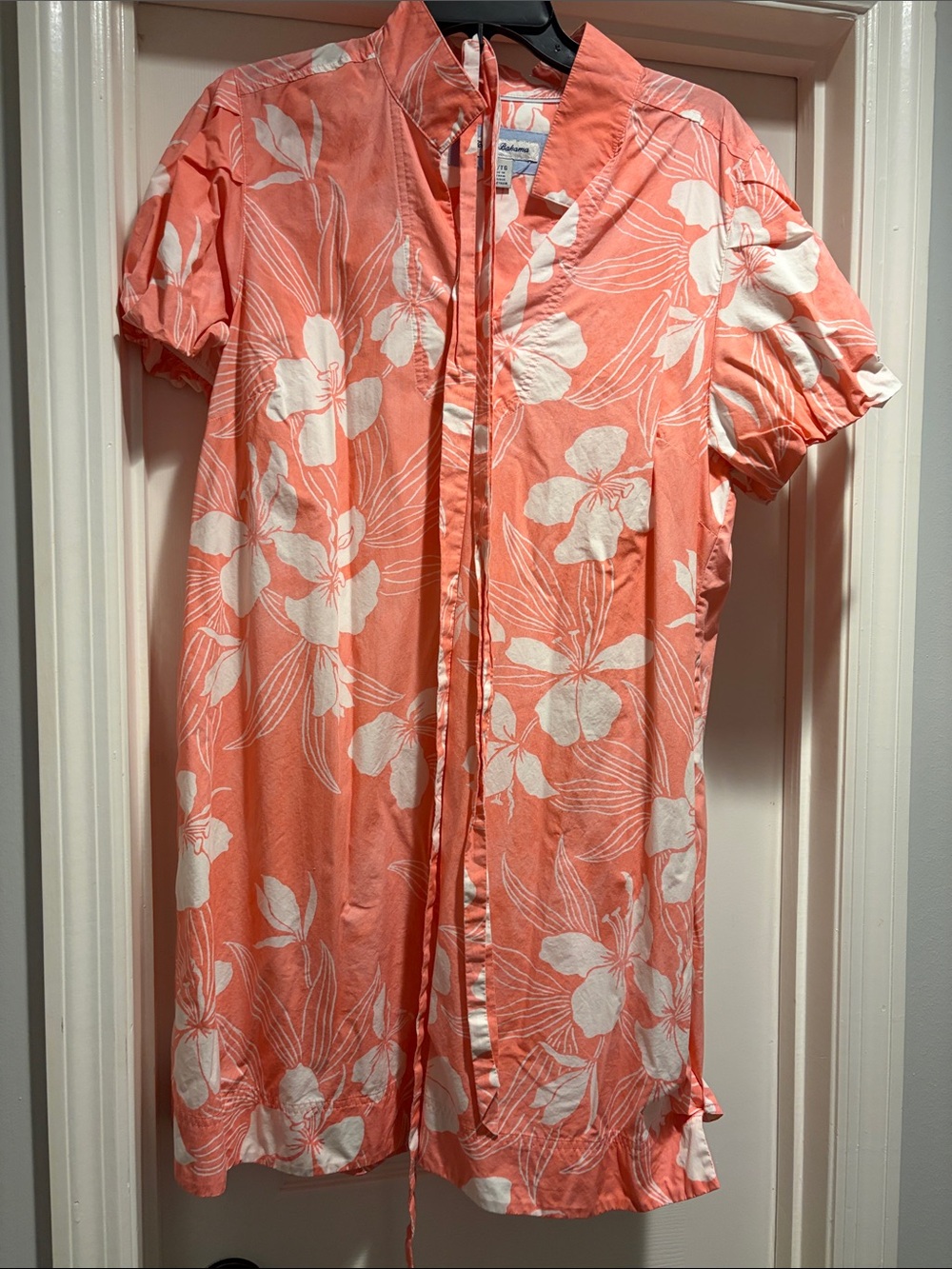 Tommy Bahama Coral and White Tropical Print Shirt